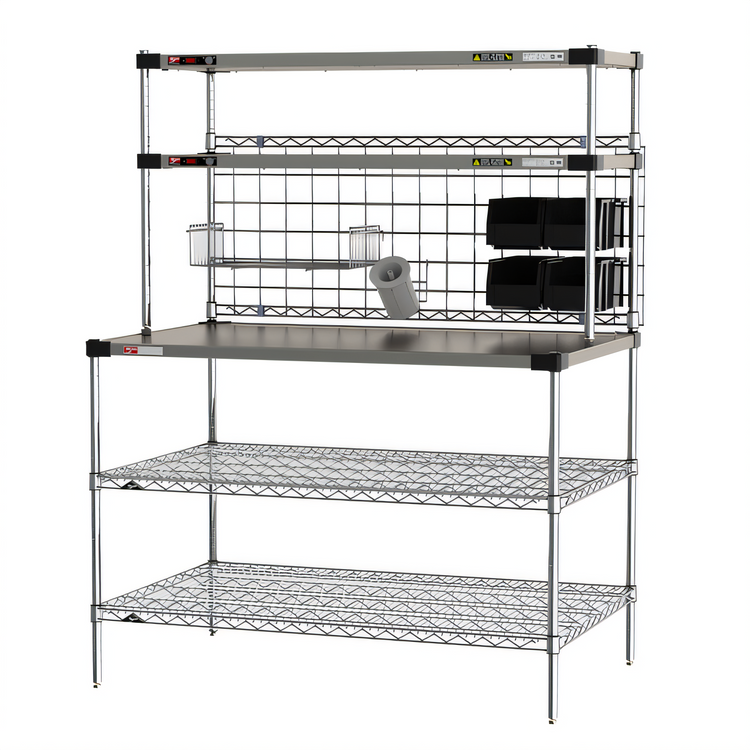 Product image #1 for Metro2Go 48 Inch x 30 Inch Prep Workstation with Overhead Heated Shelves, 304 Stainless Steel