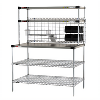 Metro2Go 48 Inch x 30 Inch Prep Workstation with Overhead Heated Shelves, 304 Stainless Steel