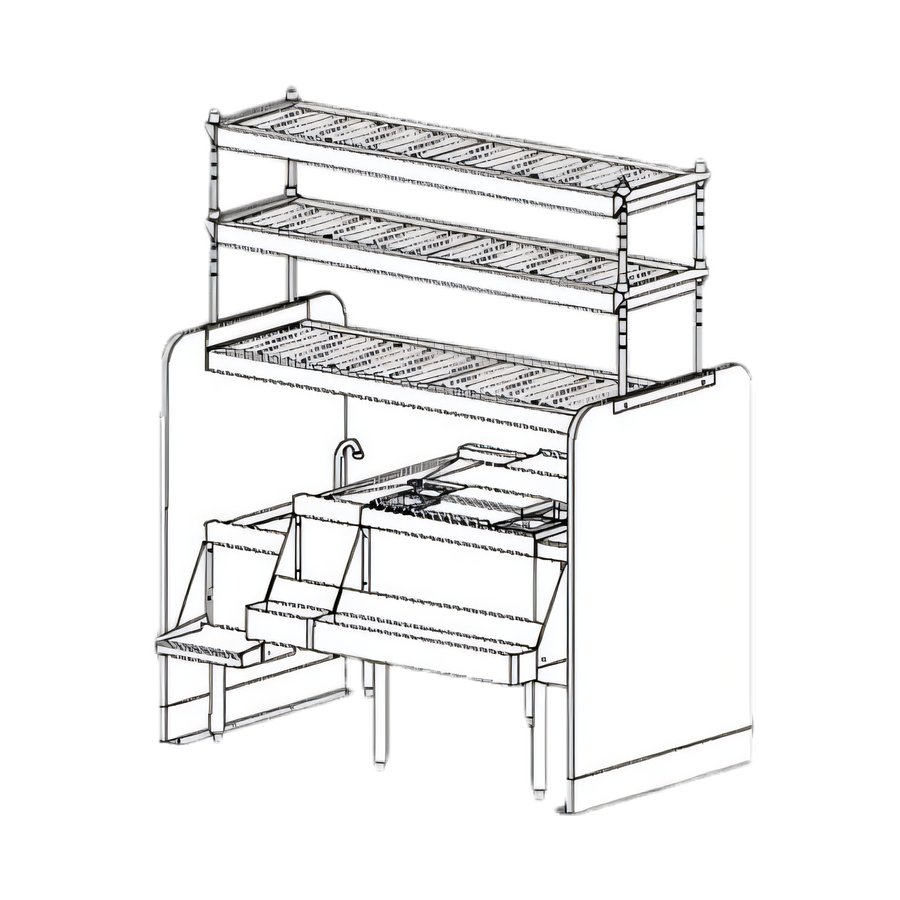 Product image #1 for Top Shelf Pass-Thru Underbar Ice Bin/Cocktail Station with Dual Sinks, 10-Circuit Cold Plate, and Overshelves - 54 Inch