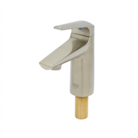 T&S Brass LakeCrest Aesthetic Single-Hole Single-Handle Deck-Mount Faucet with 0.5 GPM Concealed Spray Device, Brushed Nickel