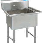 Thumbnail image #1 for BK Resources BKS6-1-18-14S 1-Compartment Stainless Steel Sink, 18 x 18 x 14 Bowl, 10-Inch Backsplash, No Drainboards