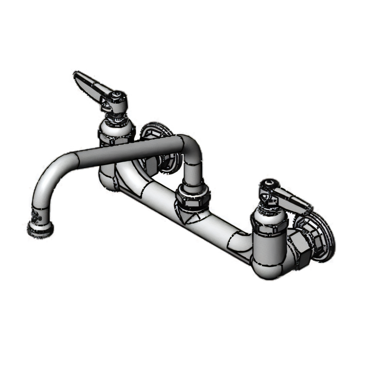 Product image #1 for T&S Brass 8-Inch Wall-Mount Sink Mixing Faucet with 8-Inch Swing Nozzle and Lever Handles