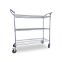 Omcan 3-Tier Chrome Plated Wire Stock Cart with Double Handle, 24 x 48 Inches, 600 lb. Capacity