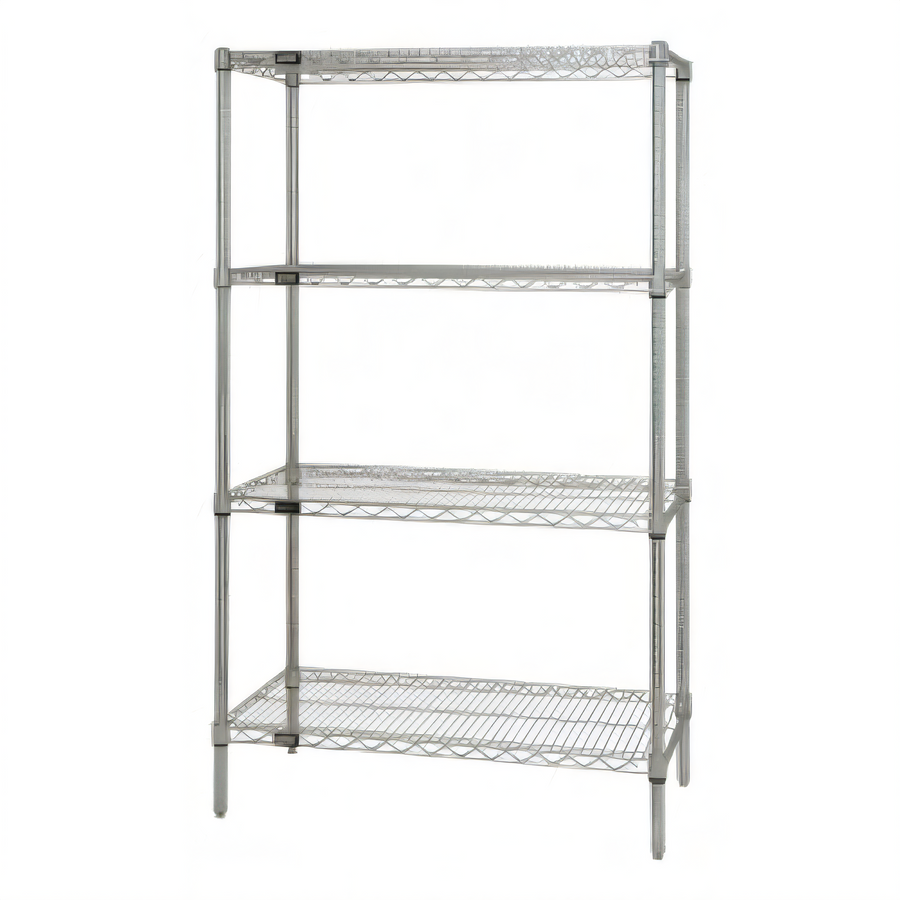 Product image #1 for Quantum Wire Shelving Starter Kit, 36"W x 18"D x 74"H, Chrome-Plated, Stationary