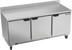Thumbnail image #1 for Beverage-Air 72-Inch Three-Section Worktop Refrigerator with 3 Solid Doors and Rear-Mounted Self-Contained R290 Refrigeration