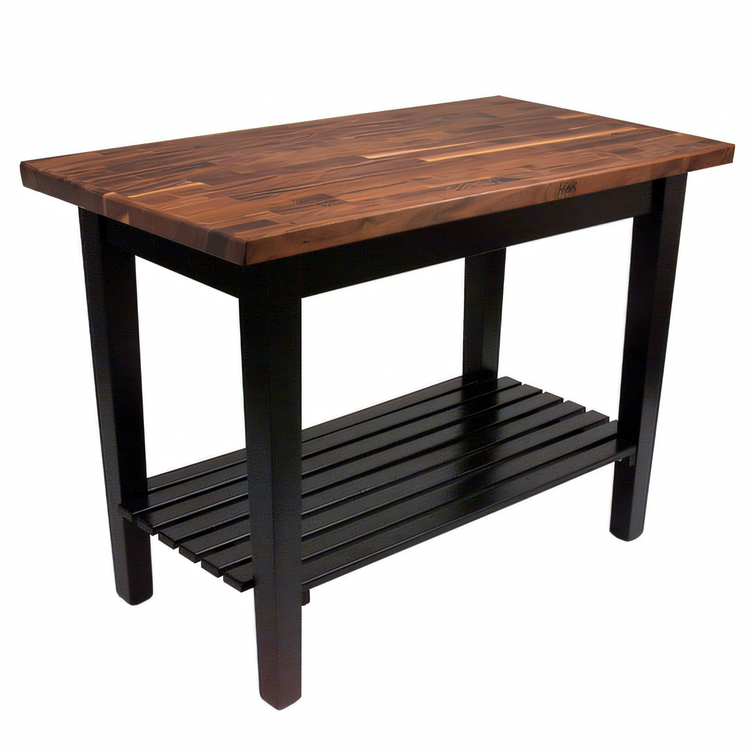 Product image #1 for John Boos 48-Inch x 30-Inch American Black Walnut Wood Top Work Table with Slatted Undershelf and Tapered Legs