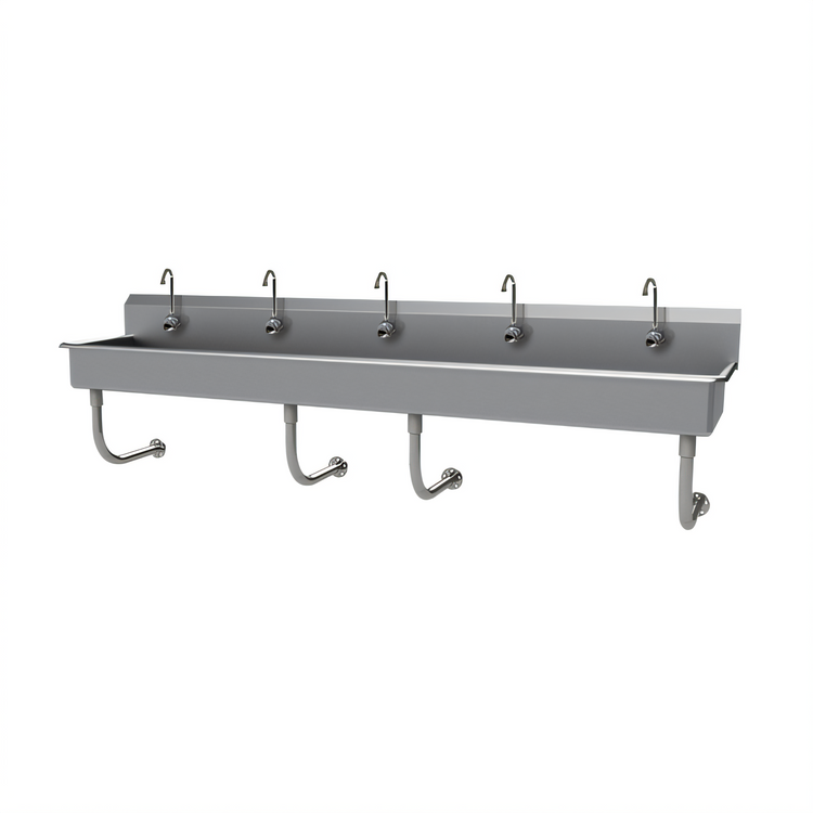 Product image #1 for Advance Tabco 5-Station Wall-Mounted Multiwash Hand Sink with 5 Electronic Faucets, 100 Inches