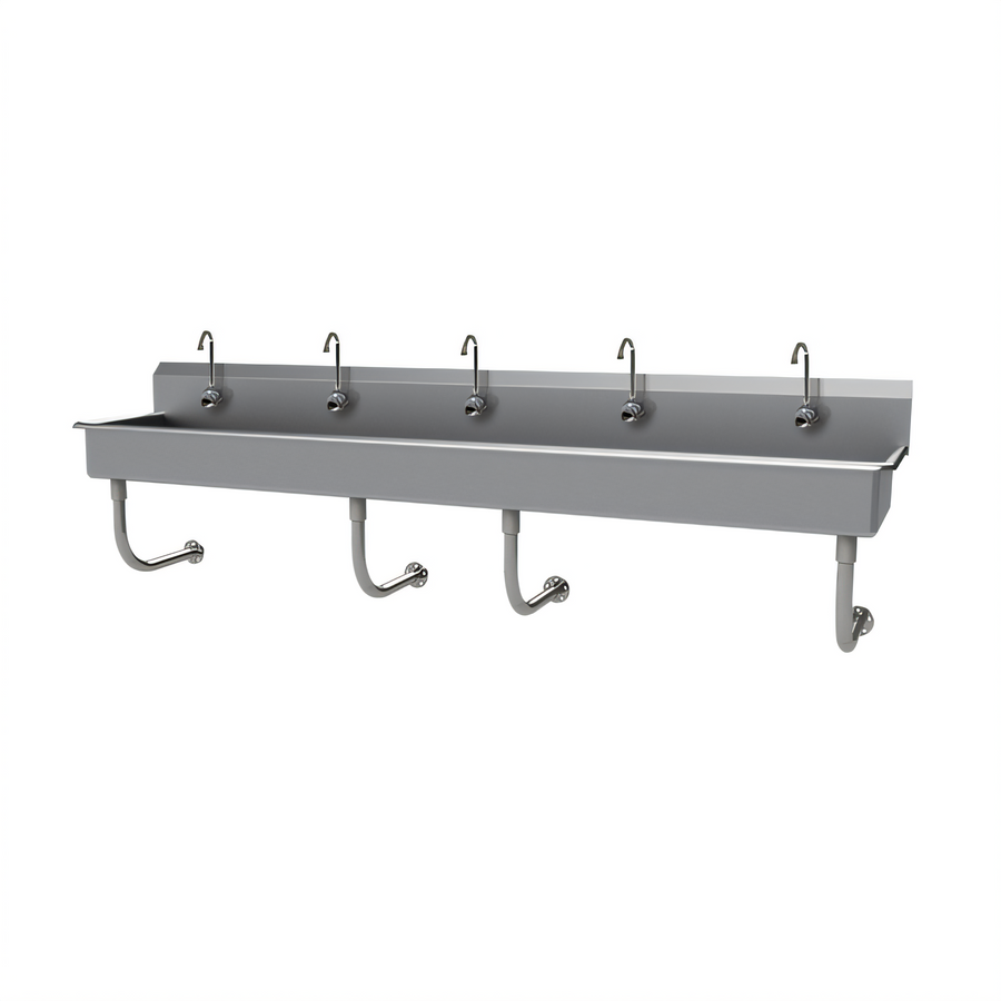 Product image #1 for Advance Tabco 5-Station Wall-Mounted Multiwash Hand Sink with 5 Electronic Faucets, 100 Inches