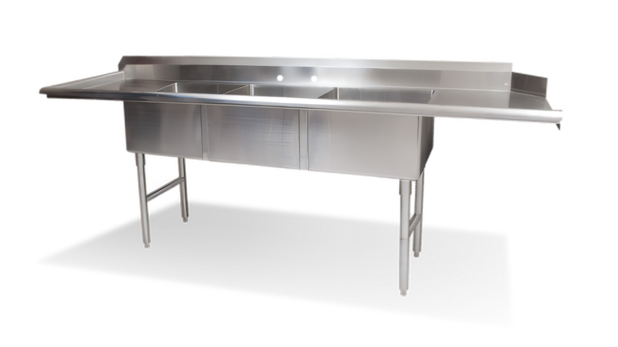 Product image #1 for Steel Works Stainless 90-Inch Straight Soiled Dishtable with Left Drainboard, 3 Compartments