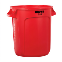 Rubbermaid Commercial BRUTE ProSave 10-Gallon Round Trash Container, Red, Without Lid