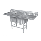 Thumbnail image #1 for Eagle Group Spec-Master FN2448-2-18-14/3 Two-Compartment Stainless Steel Sink, 24 x 24 x 14 in Bowls, Dual 18 in Drainboards