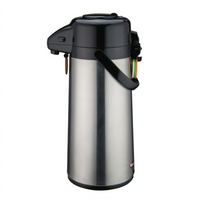 Winco AP-522 2.2 Liter Stainless Steel Push Button Airpot with Glass Liner and Swivel Base