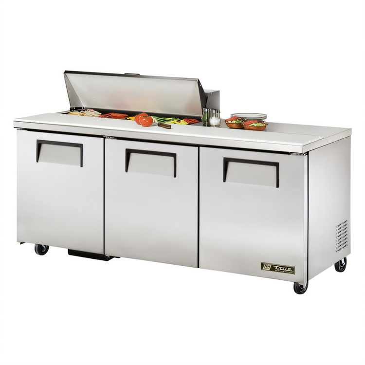 Product image #1 for True TSSU-72-10-HC 72-Inch Three-Door Sandwich/Salad Prep Table with 10-Pan Top and R290 Refrigeration