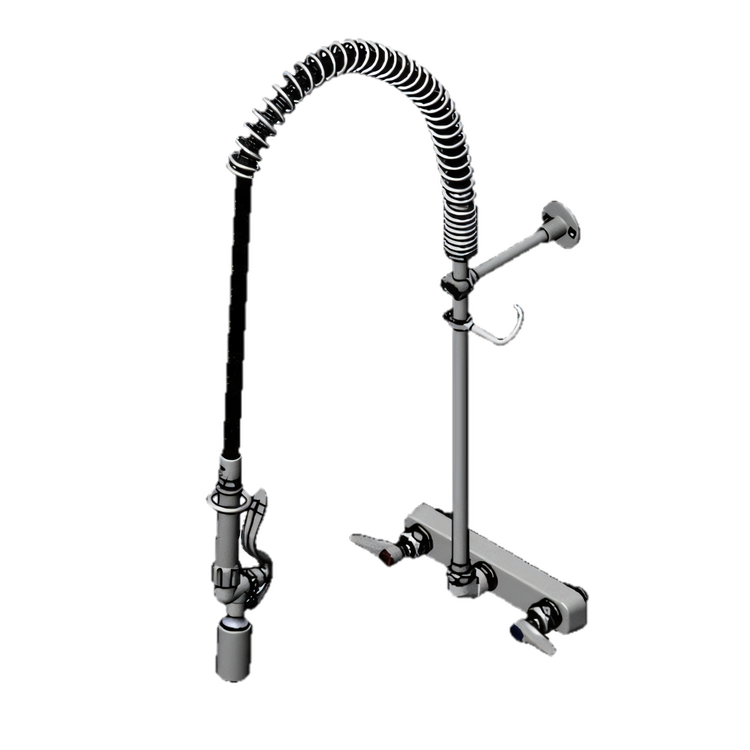 Product image #1 for T&S Brass EasyInstall 8-Inch Centers Wall-Mount Workboard Pre-Rinse Unit with 44-Inch Hose and 1.07 GPM Spray Valve