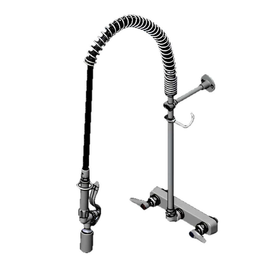 Product image #1 for T&S Brass EasyInstall 8-Inch Centers Wall-Mount Workboard Pre-Rinse Unit with 44-Inch Hose and 1.07 GPM Spray Valve
