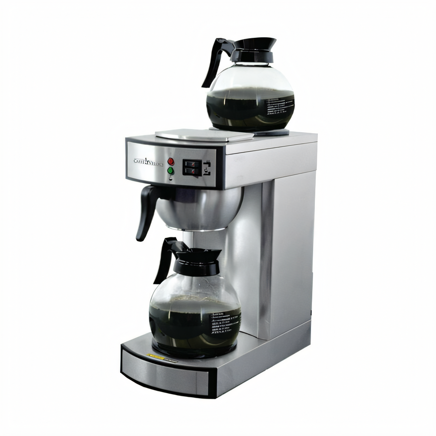Product image #1 for Omcan Stainless Steel Manual Pourover Commercial Drip Coffee Maker with 2 Glass Decanters and 2 Warmers