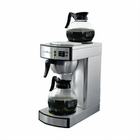 Omcan Stainless Steel Manual Pourover Commercial Drip Coffee Maker with 2 Glass Decanters and 2 Warmers