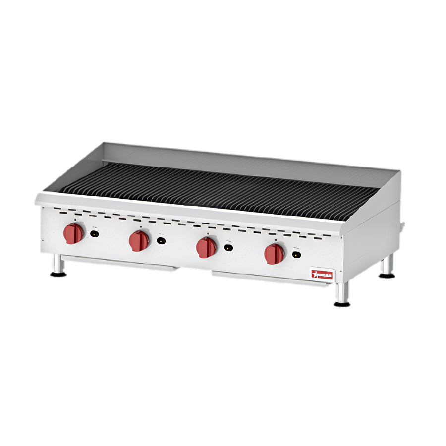Product image #1 for Omcan 48-Inch Countertop Stainless Steel Natural Gas Charbroiler with 4 Burners