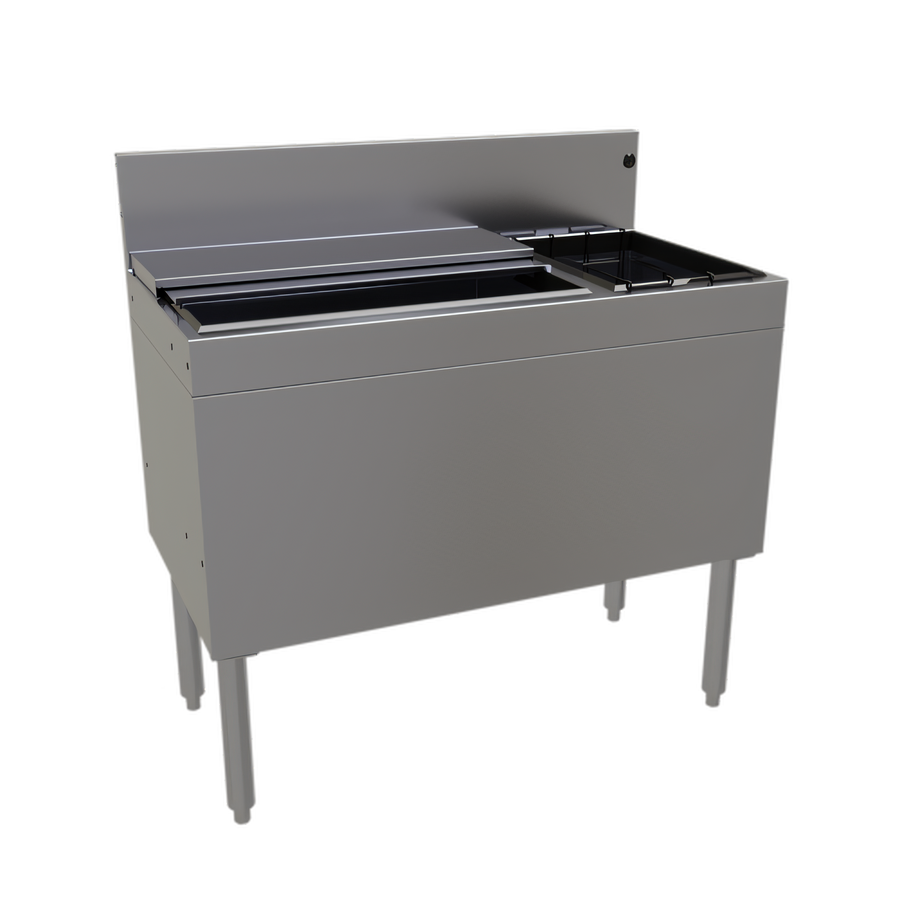 Product image #1 for Glastender Extra Deep Underbar Ice Bin/Cocktail Unit with 10-Circuit Cold Plate and 6-Bottle Storage, 36 Inch W x 19 Inch D