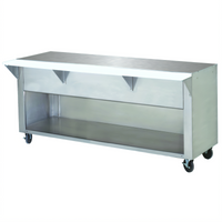 Advance Tabco Triumph Supreme Solid Top Utility Station Table with Poly Cutting Board and Open Cabinet Base