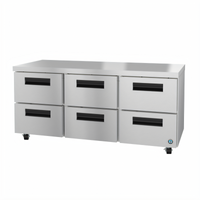 Hoshizaki Steelheart 72-Inch Three-Section Undercounter Refrigerator with 6 Drawers