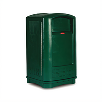 Plaza 50-Gallon Rectangular Bathroom Trash Can with Spring-Loaded Swing Doors, Dark Green