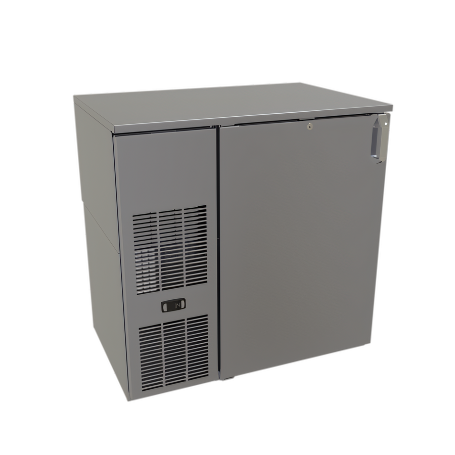 Product image #1 for Glastender 36-Inch One-Zone Front-Serviced Bar Profile Back Bar Cooler, Self-Contained, 1 Door