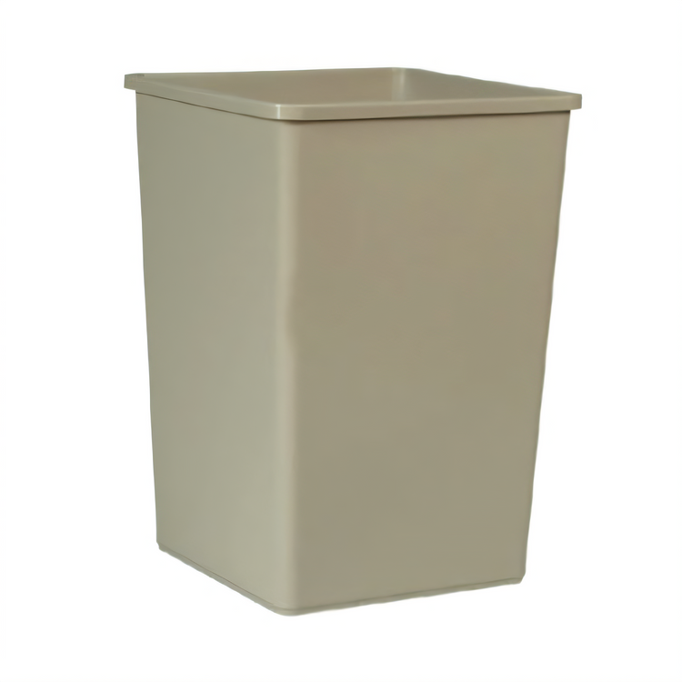 Product image #1 for Rubbermaid Commercial Products Untouchable 35 Gallon Square Open-Top Bathroom Trash Can, Beige