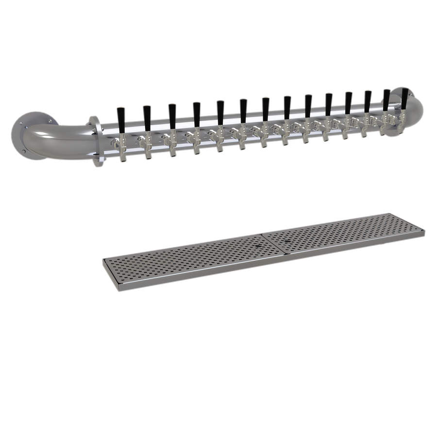 Product image #1 for Glastender 14-Faucet Wall-Mount Air-Cooled Pipe Wall Draft Dispensing Tower, Stainless Steel