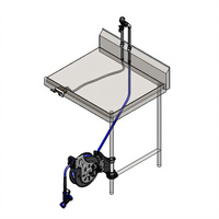 T&S Brass Table-Mount Open Stainless Steel Retractable Hose Reel Assembly with 35' Hose, Concealed Mixing Faucet and Rear Trigger Water Gun