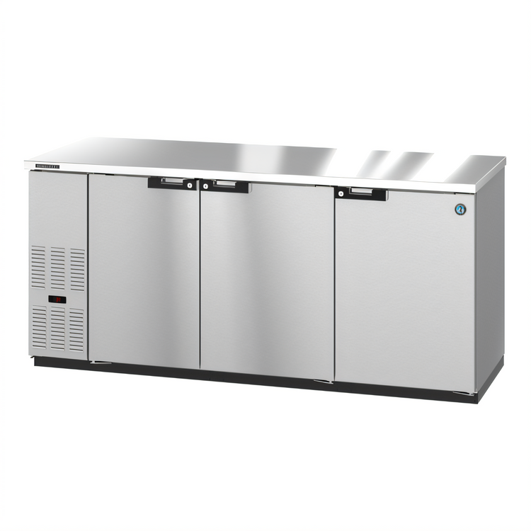 Product image #1 for Hoshizaki BB80-S Three-Section Stainless Steel Back Bar Refrigerator, 80 Inch, Self-Contained