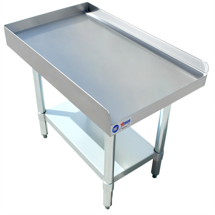 Product image #1 for Omcan 15-Inch x 30-Inch Stainless Steel Equipment Stand with Undershelf and 2-Inch Rear and Side Upturns
