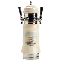 Single-Column Ceramic Countertop Air-Cooled Draft Beer Tower with 2 Brass-Body Faucets