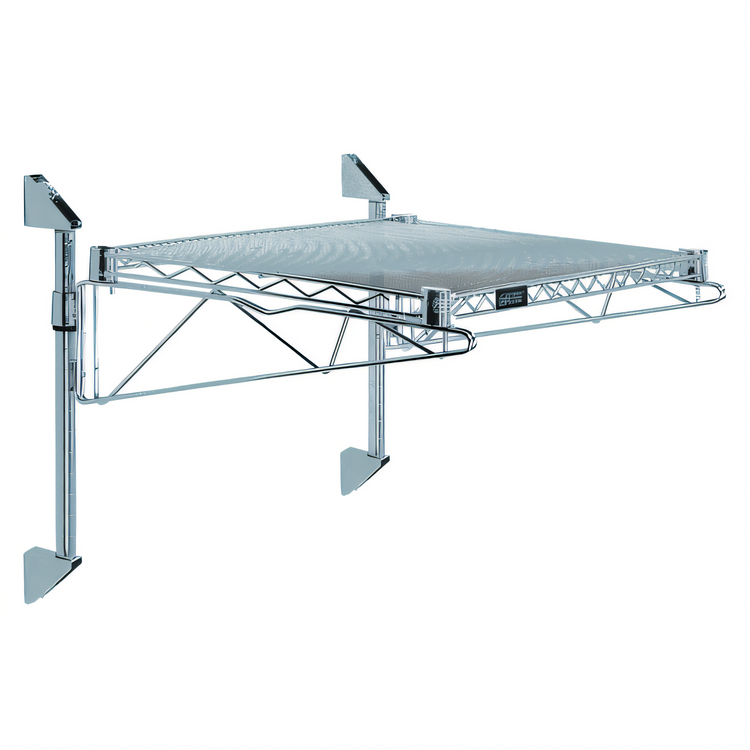 Product image #1 for Quantum 72" x 14" Cantilever Single Shelf Wall-Mount Wire Shelving Unit, Gray Epoxy Antimicrobial Finish