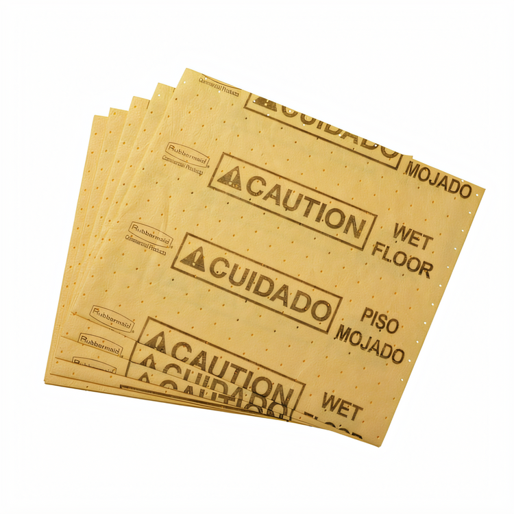 Product image #1 for Rubbermaid Commercial Over-The-Spill Caution Wet Floor Station Pads, Medium, Yellow, 22 Count