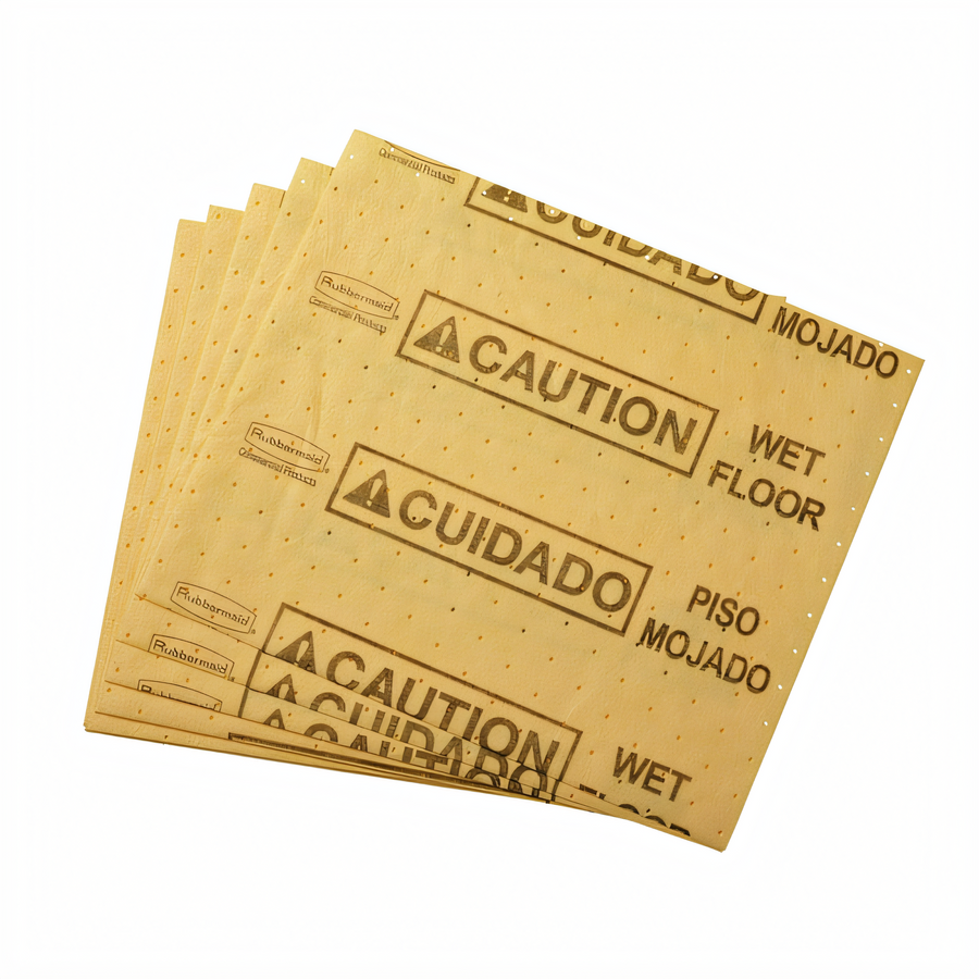 Product image #1 for Rubbermaid Commercial Over-The-Spill Caution Wet Floor Station Pads, Medium, Yellow, 22 Count