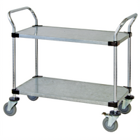 Quantum 36-Inch x 18-Inch 304 Stainless Steel Utility Cart with 1 Wire Shelf and 1 Solid Shelf