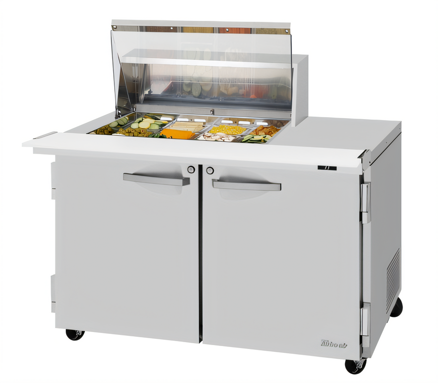 Product image #1 for Turbo Air PRO Series 48-Inch 2-Section Refrigerated Sandwich/Salad Mega Prep Table with Clear Lid