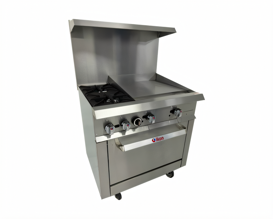 Product image #1 for IKON Cooking 36-Inch Natural Gas Combination Range with 2 Burners, 24-Inch Griddle, and Standard Oven