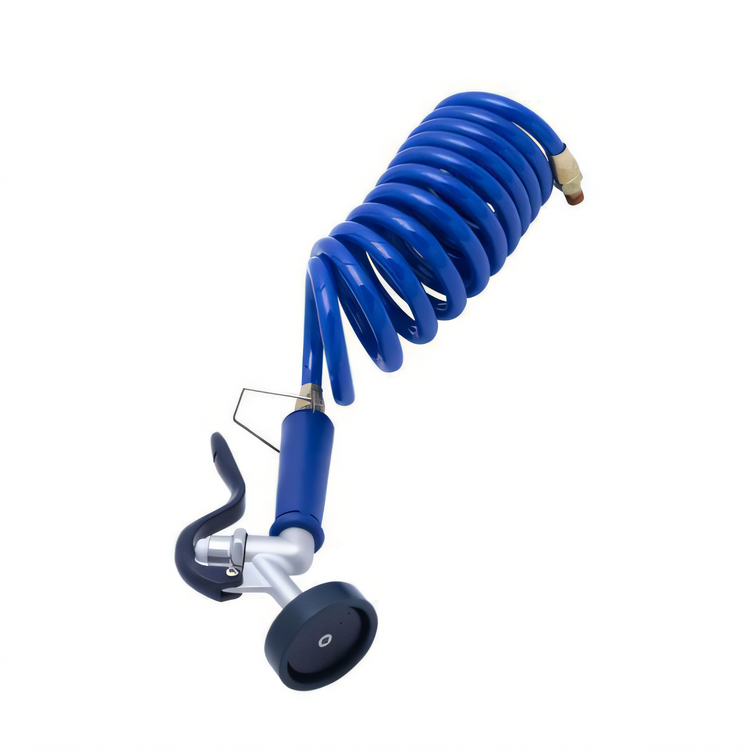Product image #1 for T&S Brass Aluminum 35° Angle Pre-Rinse Spray Valve with 9-Foot Coiled Polyurethane Hose