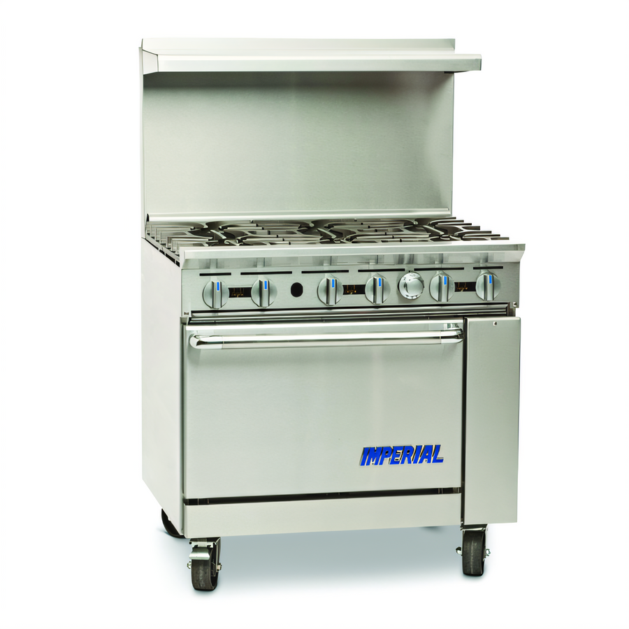 Product image #1 for Imperial Pro Series 36-Inch Gas Restaurant Range with 6 Open Burners and Convection Oven
