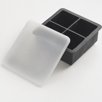 American Metalcraft Black Silicone 4-Cube Ice Mold with Tray and Lid