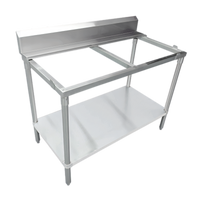 72-Inch x 30-Inch Stainless Steel Poly Top Work Table Frame with Undershelf and 6-Inch Backsplash