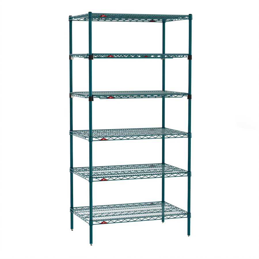Product image #1 for Metro Super Erecta 36"W x 24"D x 74"H Stationary Starter Wire Shelving Unit, 6-Tier, Green Epoxy Coated