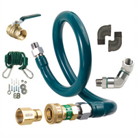 Krowne Royal Series 60-Inch Moveable Gas Connection Kit, 1-Inch I.D., Stainless Steel, Green Antimicrobial PVC Coated