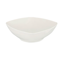 Quattro 46 oz Curved Square Fully Vitrified Ceramic Bowl, Pearl White