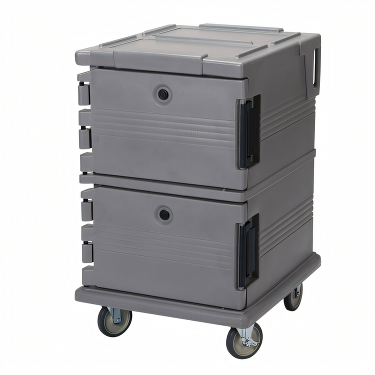 Product image #1 for Cambro Ultra Camcart® Double-Compartment Front-Loading Insulated Food Pan Carrier for Full-Size Pans, Granite Gray