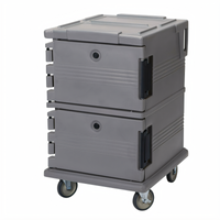 Cambro Ultra Camcart® Double-Compartment Front-Loading Insulated Food Pan Carrier for Full-Size Pans, Granite Gray