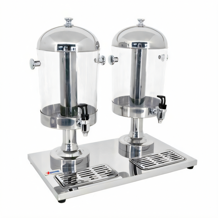 Product image #1 for Double Juice Dispenser with 2 x 8-Quart Round Tanks, Built-In Taps and Drip Trays