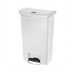 Thumbnail image #1 for Rubbermaid Commercial Products Slim Jim 13 Gallon Resin Front Step-On Utility Trash Container with Hinged Lid, White